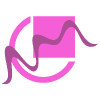 Wellenförmiges Symbol in Rosa und Lila.